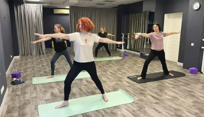 Quiet yoga studio interior in Athens